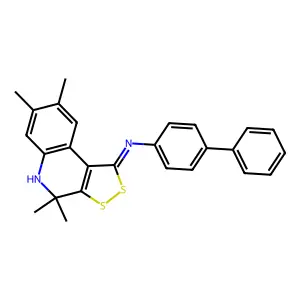 N-[(1Z)-4,4,7,8-tetramethyl-4,5-dihydro-1H-[1,2]dithiolo[3,4-c]quinolin-1-ylidene]biphenyl-4-amine structure