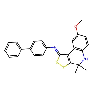 N-[(1Z)-8-methoxy-4,4-dimethyl-4,5-dihydro-1H-[1,2]dithiolo[3,4-c]quinolin-1-ylidene]biphenyl-4-amine structure
