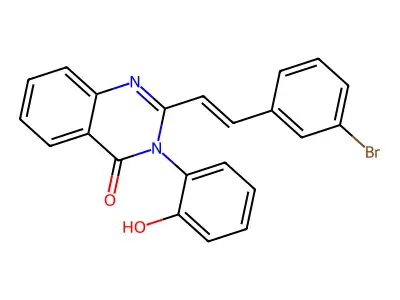 2-[(E)-2-(3-bromophenyl)ethenyl]-3-(2-hydroxyphenyl)quinazolin-4-one structure