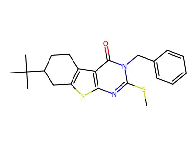 3-benzyl-7-tert-butyl-2-methylsulfanyl-5,6,7,8-tetrahydro-[1]benzothiolo[2,3-d]pyrimidin-4-one structure