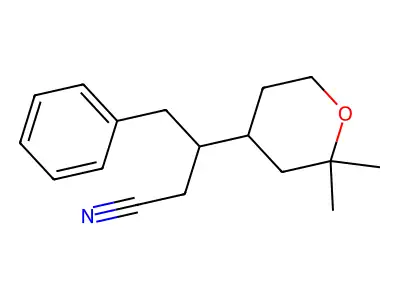 3-(2,2-Dimethyloxan-4-yl)-4-phenylbutanenitrile structure