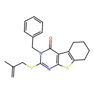 3-benzyl-2-(2-methylprop-2-enylsulfanyl)-5,6,7,8-tetrahydro-[1]benzothiolo[2,3-d]pyrimidin-4-one structure