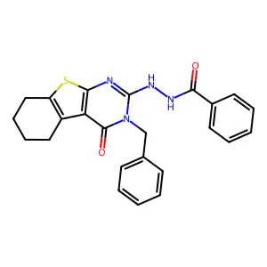 N'-(3-benzyl-4-oxo-3,4,5,6,7,8-hexahydro[1]benzothieno[2,3-d]pyrimidin-2-yl)benzohydrazide structure