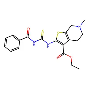 ethyl 2-(3-benzoylthioureido)-6-methyl-4,5,6,7-tetrahydrothieno[2,3-c]pyridine-3-carboxylate structure