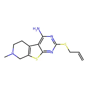 7-methyl-2-(prop-2-en-1-ylsulfanyl)-5,6,7,8-tetrahydropyrido[4',3':4,5]thieno[2,3-d]pyrimidin-4-amine structure