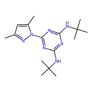 2-N,4-N-ditert-butyl-6-(3,5-dimethylpyrazol-1-yl)-1,3,5-triazine-2,4-diamine structure