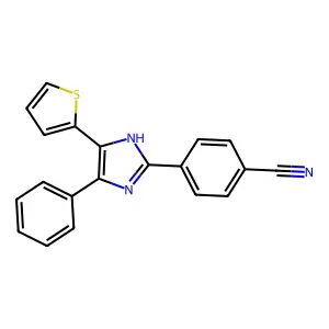 4-(4-phenyl-5-thiophen-2-yl-1H-imidazol-2-yl)benzonitrile structure