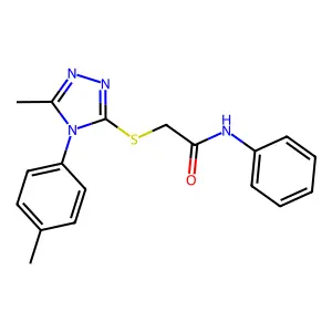 2-((5-Methyl-4-(4-methylphenyl)-4H-1,2,4-triazol-3-YL)thio)-N-phenylacetamide structure