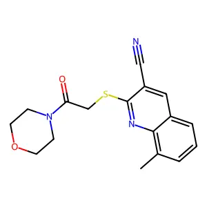 8-Methyl-2-[[2-(4-morpholinyl)-2-oxoethyl]thio]-3-quinolinecarbonitrile structure
