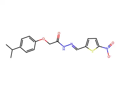 N-[(E)-(5-nitrothiophen-2-yl)methylideneamino]-2-(4-propan-2-ylphenoxy)acetamide structure