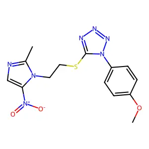 1-(4-Methoxyphenyl)-5-[2-(2-methyl-5-nitroimidazol-1-yl)ethylsulfanyl]tetrazole structure