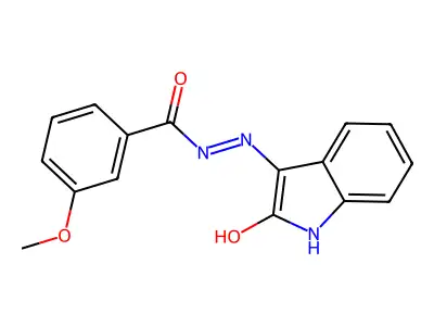 3-methoxy-N'-(2-oxoindol-3-yl)benzohydrazide structure