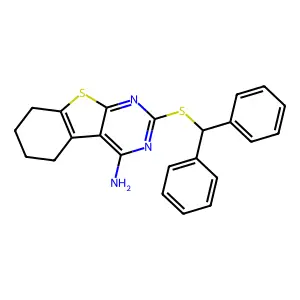 2-Benzhydrylsulfanyl-5,6,7,8-tetrahydro-[1]benzothiolo[2,3-d]pyrimidin-4-amine structure