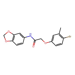 N-(1,3-benzodioxol-5-yl)-2-(4-bromo-3-methylphenoxy)acetamide structure