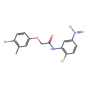 2-(4-bromo-3-methylphenoxy)-N-(2-chloro-5-nitrophenyl)acetamide structure