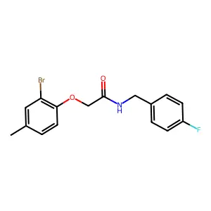 2-(2-bromo-4-methylphenoxy)-N-[(4-fluorophenyl)methyl]acetamide structure