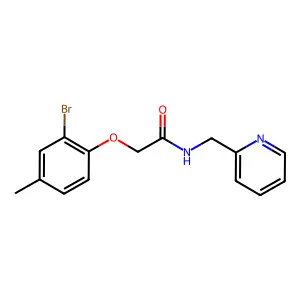 2-(2-bromo-4-methylphenoxy)-N-(pyridin-2-ylmethyl)acetamide structure