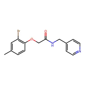2-(2-bromo-4-methylphenoxy)-N-(pyridin-4-ylmethyl)acetamide structure