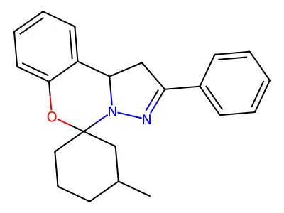 1-methyl-2'-phenyl-1',10'b-dihydrospiro(cyclohexane-3,5'-pyrazolo[1,5-c][1,3]benzoxazine) structure