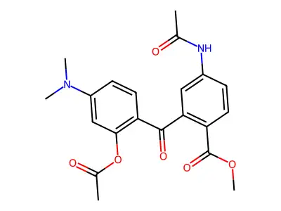 5'-Acetamido-2-acetoxy-4-dimethylamino-2'-methoxycarbonylbenzophenone structure