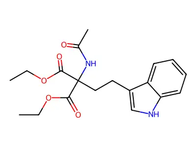 Diethyl 2-acetamido-2-[2-(1H-indol-3-yl)ethyl]propanedioate structure