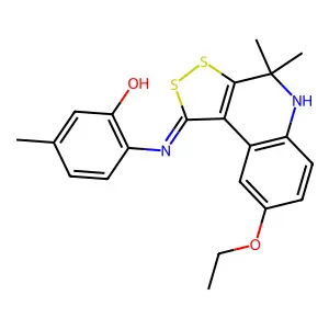 2-{[(1E)-8-ethoxy-4,4-dimethyl-4,5-dihydro-1H-[1,2]dithiolo[3,4-c]quinolin-1-ylidene]amino}-5-methylphenol structure