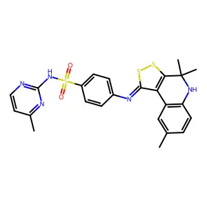 N-(4-methylpyrimidin-2-yl)-4-{[(1Z)-4,4,8-trimethyl-4,5-dihydro-1H-[1,2]dithiolo[3,4-c]quinolin-1-ylidene]amino}benzenesulfonamide structure