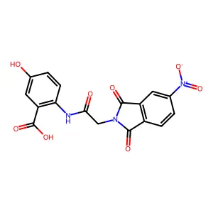 5-Hydroxy-2-[[2-(5-nitro-1,3-dioxoisoindol-2-yl)acetyl]amino]benzoic acid structure