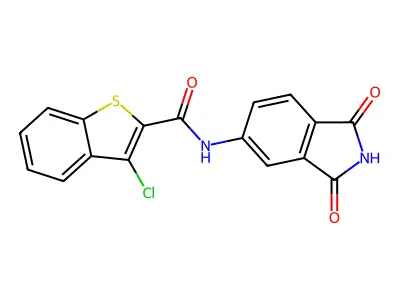 3-chloro-N-(1,3-dioxoisoindolin-5-yl)benzo[b]thiophene-2-carboxamide structure