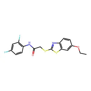 N-(2,4-difluorophenyl)-2-[(6-ethoxy-1,3-benzothiazol-2-yl)sulfanyl]acetamide structure