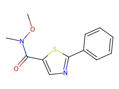 N-methoxy-N-methyl-2-phenyl-1,3-thiazole-5-carboxamide structure
