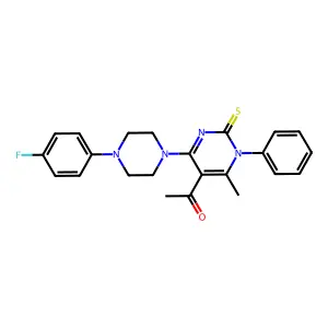 1-[4-[4-(4-fluorophenyl)piperazin-1-yl]-6-methyl-1-phenyl-2-sulfanylidenepyrimidin-5-yl]ethanone structure