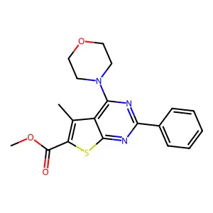 Methyl 5-methyl-4-(4-morpholinyl)-2-phenylthieno[2,3-d]pyrimidine-6-carboxylate structure