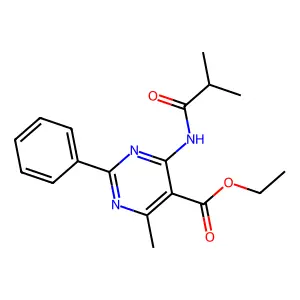 Ethyl 4-(isobutyrylamino)-6-methyl-2-phenyl-5-pyrimidinecarboxylate structure