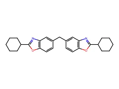 2-Cyclohexyl-5-[(2-cyclohexyl-1,3-benzoxazol-5-yl)methyl]-1,3-benzoxazole structure
