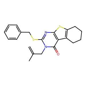 2-benzylsulfanyl-3-(2-methylprop-2-enyl)-5,6,7,8-tetrahydro-[1]benzothiolo[2,3-d]pyrimidin-4-one structure