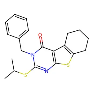 3-benzyl-2-propan-2-ylsulfanyl-5,6,7,8-tetrahydro-[1]benzothiolo[2,3-d]pyrimidin-4-one structure