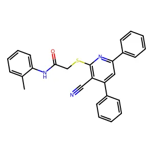 2-((3-Cyano-4,6-diphenylpyridin-2-yl)thio)-N-(o-tolyl)acetamide structure