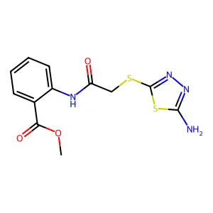 Methyl 2-({[(5-amino-1,3,4-thiadiazol-2-yl)sulfanyl]acetyl}amino)benzoate structure
