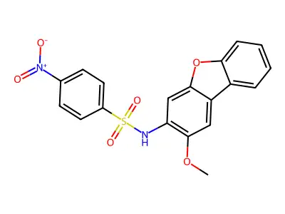 N-(2-methoxydibenzofuran-3-yl)-4-nitrobenzenesulfonamide structure