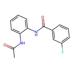 N-(2-acetamidophenyl)-3-fluorobenzamide structure