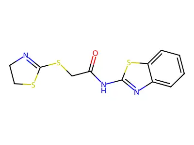 N-(1,3-benzothiazol-2-yl)-2-(4,5-dihydro-1,3-thiazol-2-ylsulfanyl)acetamide structure