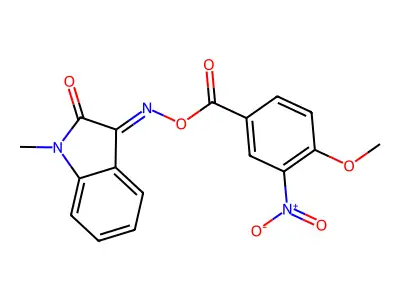 [(E)-(1-methyl-2-oxoindol-3-ylidene)amino] 4-methoxy-3-nitrobenzoate structure