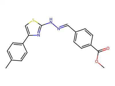 (E)-methyl 4-((2-(4-(p-tolyl)thiazol-2-yl)hydrazono)methyl)benzoate structure
