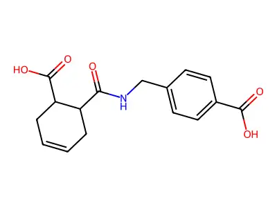4-({[(6-Carboxycyclohex-3-en-1-yl)carbonyl]amino}methyl)benzoic acid structure