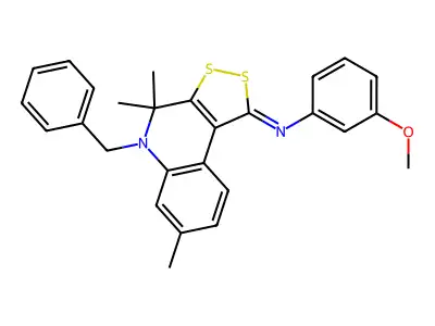 N-[(1Z)-5-benzyl-4,4,7-trimethyl-4,5-dihydro-1H-[1,2]dithiolo[3,4-c]quinolin-1-ylidene]-3-methoxyaniline structure