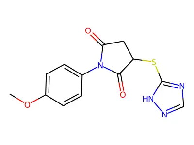 1-(4-methoxyphenyl)-3-(4H-1,2,4-triazol-3-ylsulfanyl)pyrrolidine-2,5-dione structure