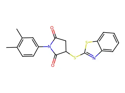 3-(Benzothiazol-2-ylsulfanyl)-1-(3,4-dimethyl-phenyl)-pyrrolidine-2,5-dione structure