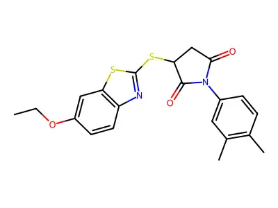 1-(3,4-dimethylphenyl)-3-[(6-ethoxy-1,3-benzothiazol-2-yl)sulfanyl]pyrrolidine-2,5-dione structure