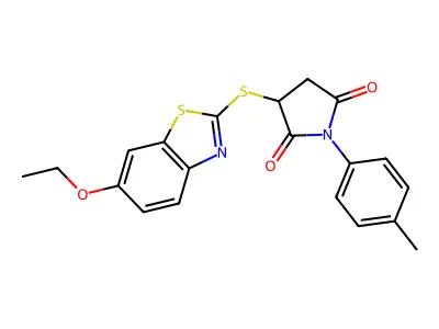 3-[(6-ethoxy-1,3-benzothiazol-2-yl)sulfanyl]-1-(4-methylphenyl)pyrrolidine-2,5-dione structure
